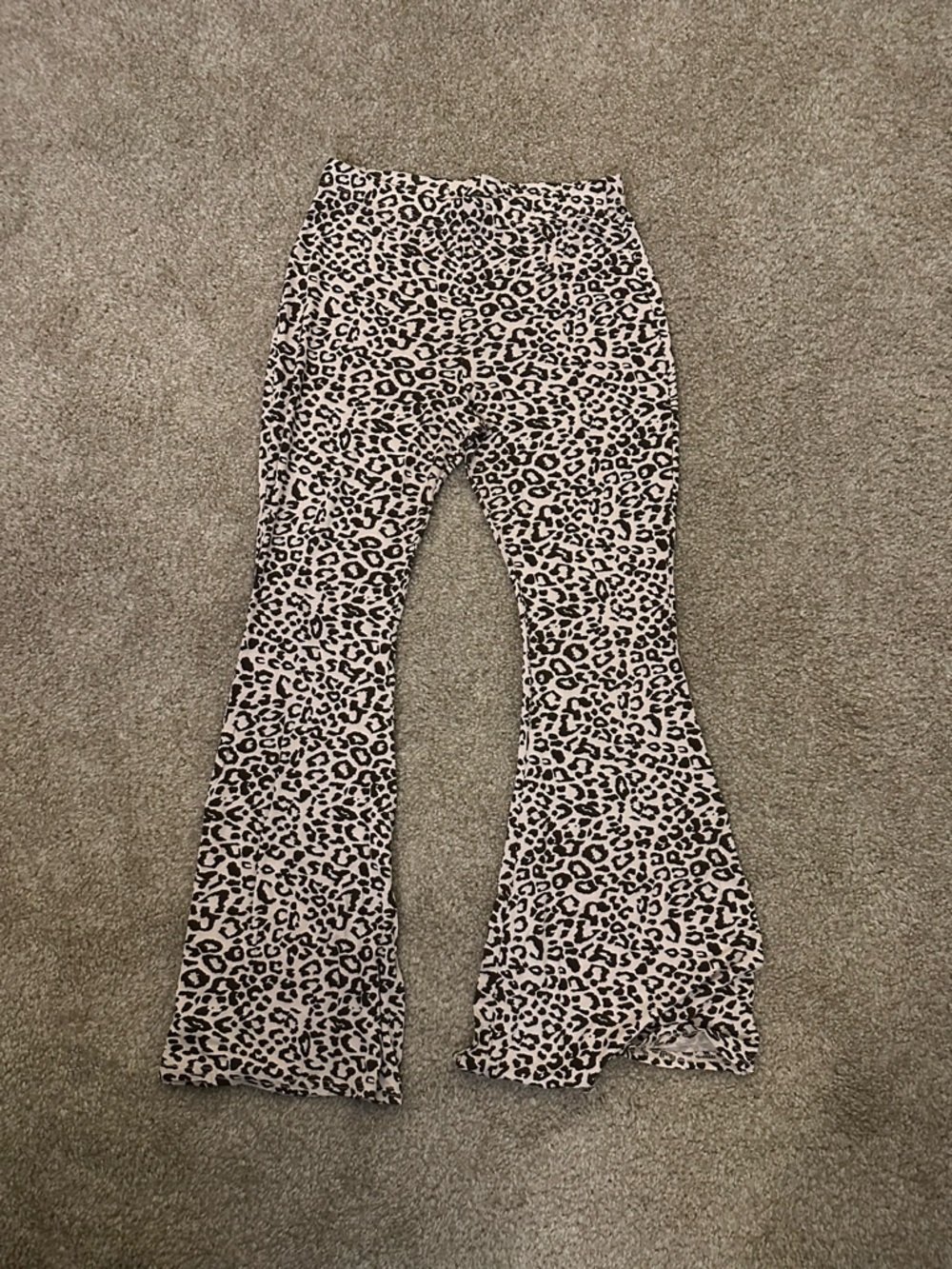 Missguided + Taupe and Black Leopard Print Boot Cut Pants
